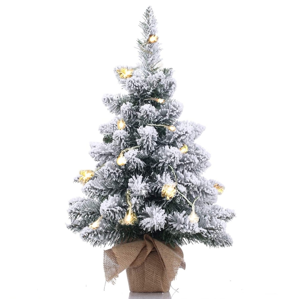 Frosted Flocked‎ Tree 20 Inch New In Box with Warm Lights 40 LED Tabletop Tree